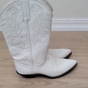 ACME White Western Embroidered Cowboy Boots for Women